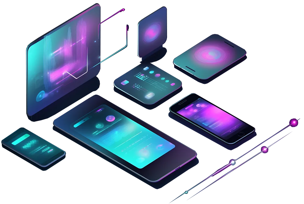 Devices displaying web design, ui/ux